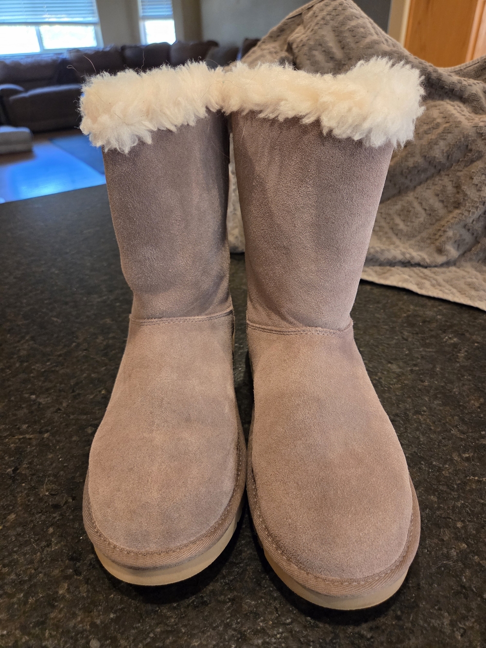 Women’s Suede Shearling Winter Boots - Taupe